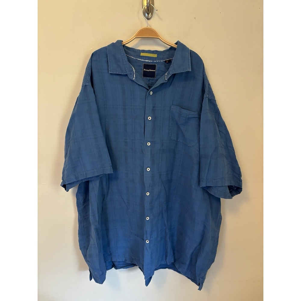 Tommy Bahama Shirt Mens 4XLT Button Up Camp Linen Blend Blue